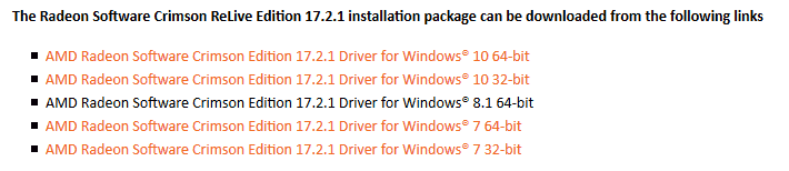 No download lonk for Windows 8.1 32-bit Radeon driver