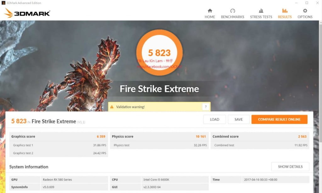 AMD Radeon RX 580 benchmarks - Fire Strike Extreme