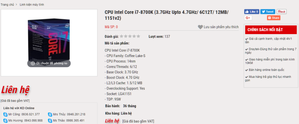 Intel Coffee Lake CPUs - Core i7-8700K pre-order