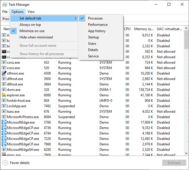 New Task Manager with Windows 10 19H1 update