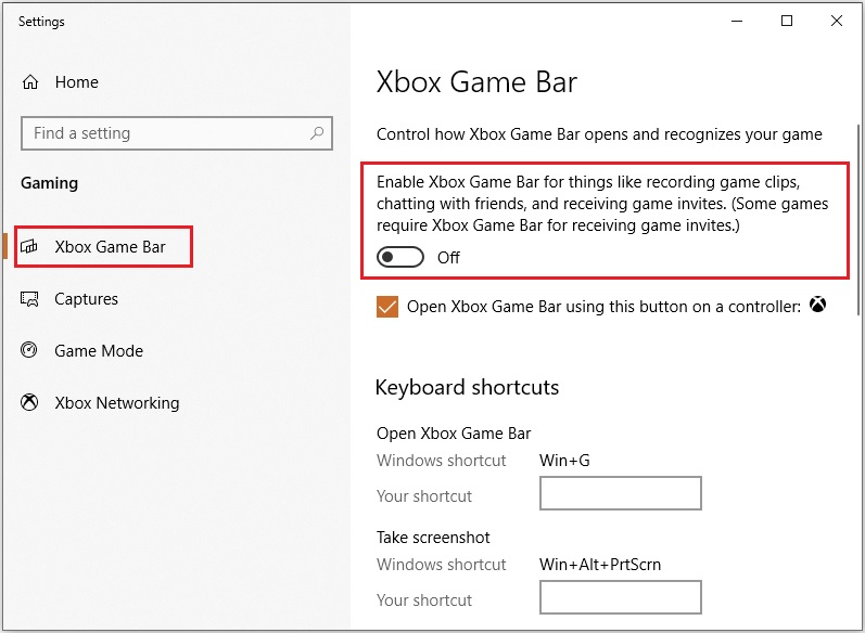 Disable Game Bar to fix Gears of War 4 crashing