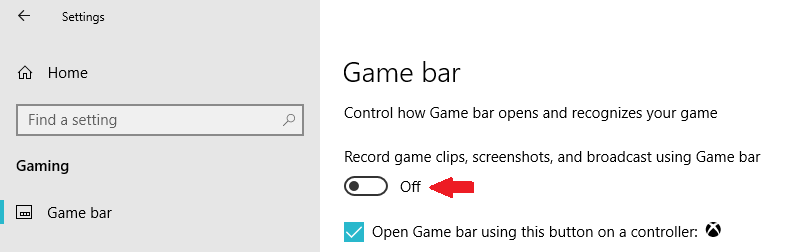 Disable Game Bar in Windows 10