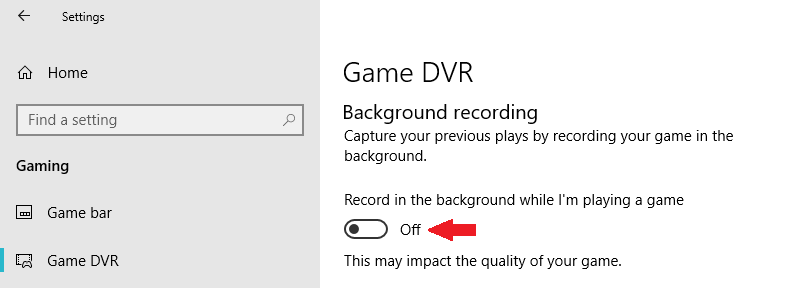 Disable Game DVR in Windows 10