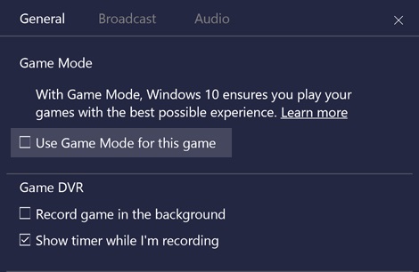 Disable Windows Game Mode