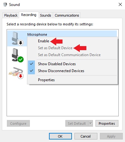 Set HyperX Cloud Stinger mic as the default device