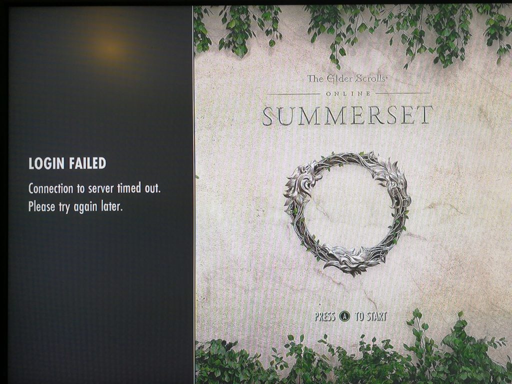 (ESO) Login Failed: connection to server timed out. Please try again later.