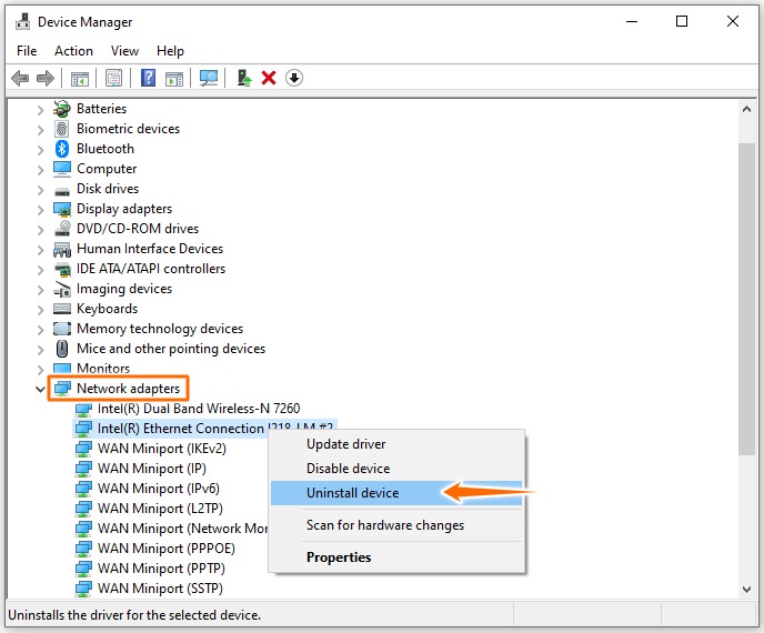 Error code 0x800704cf - Reinstall network adapters