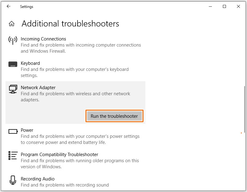 Error code 0x800704cf - Run Windows troubleshooter