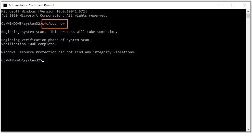 Fix Windows Update error 0xc19001e1: Run SFC command