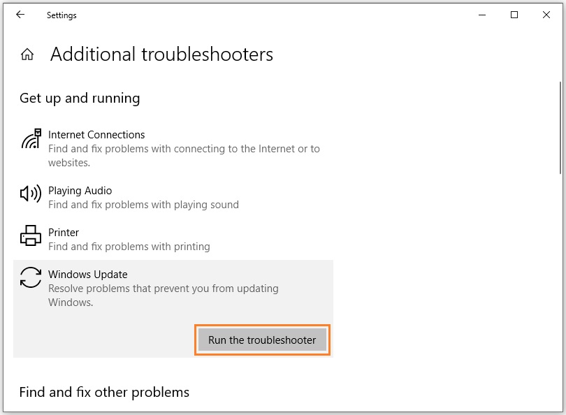 Run Windows Update Troubleshooter