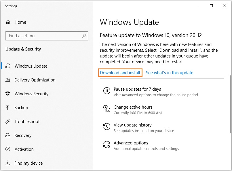 Install the latest Windows update