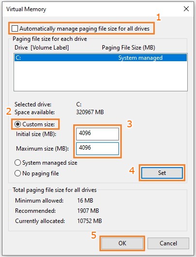 Increase the virtual memory for Modern Warfare