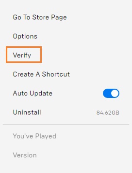 Verify Fortnite files to fix crashing