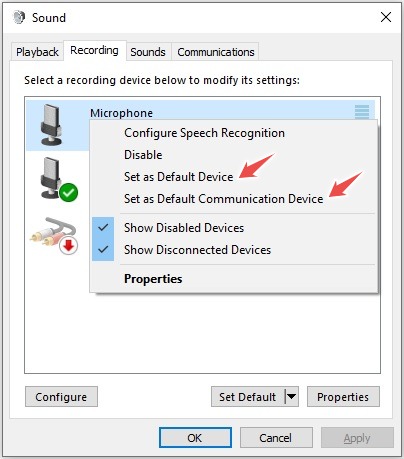 Set as Default Device to fix Overwatch mic not working issue