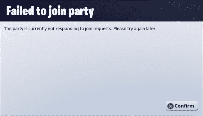 Fortnite: Failed to Join Party Error
