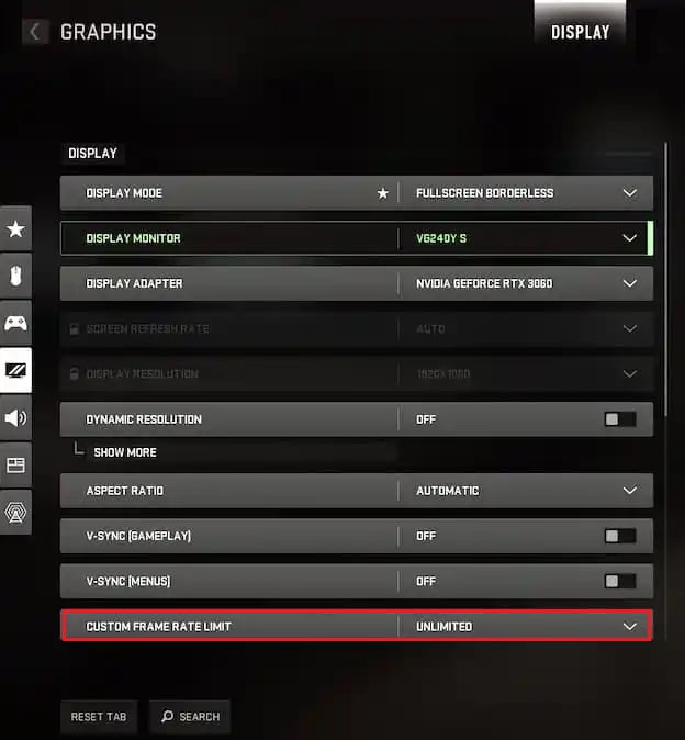 Modify custom frame rate limit to fix the MW2 dev error 401