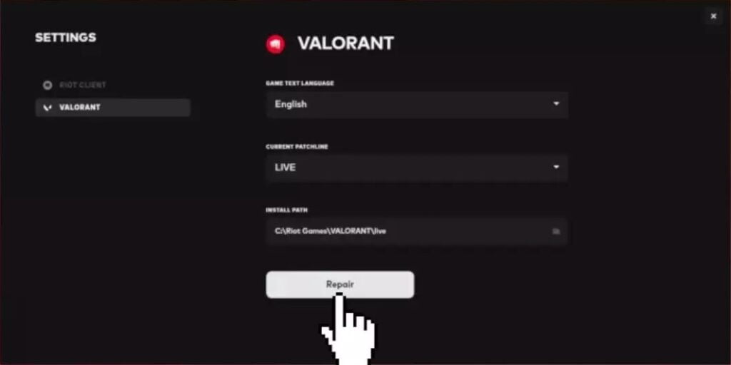 Repair Valorant game files