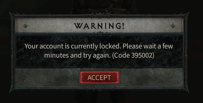 Account Locked error message in Diablo 4