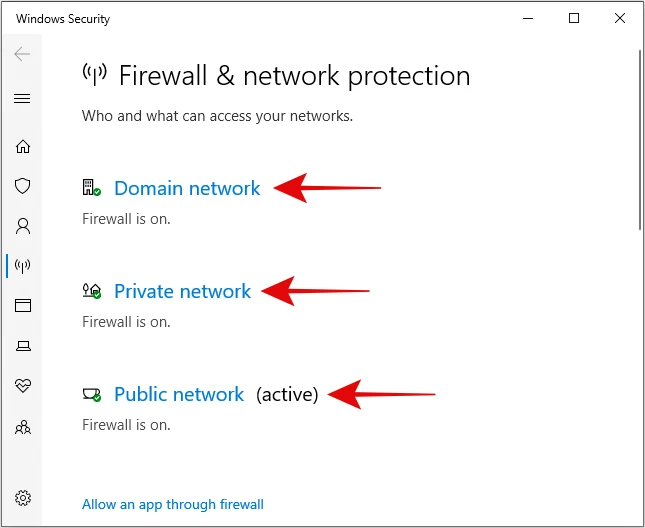 Firewall & network protection settings