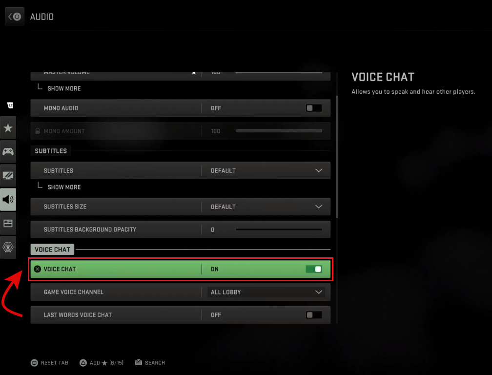 Turn Voice Chat On in Settings menu in MW2 and WZ2