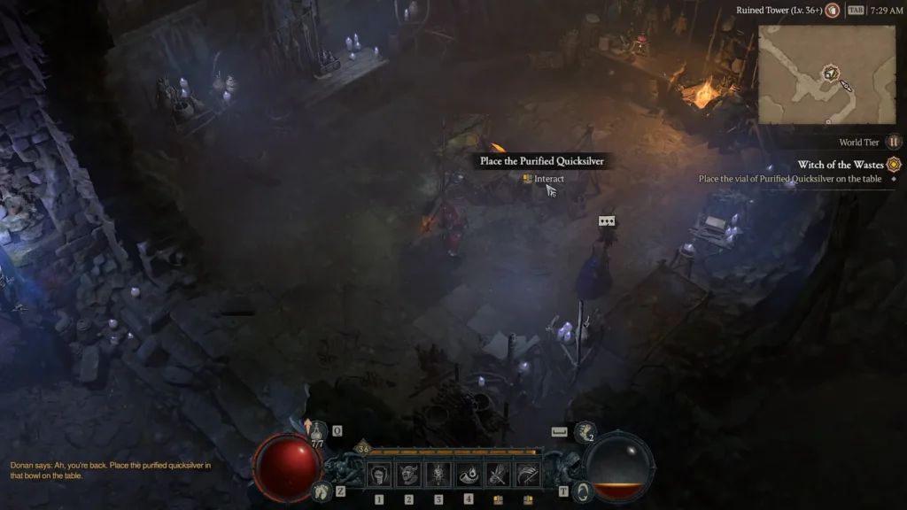 Diablo 4 - Place the Vial of Purified Quicksilver on the Table
