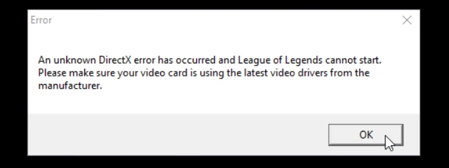 Fixing League of Legends DirectX Error issue