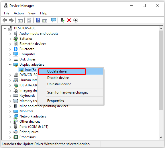 Update your Device drivers to fix Windows Error Code 46